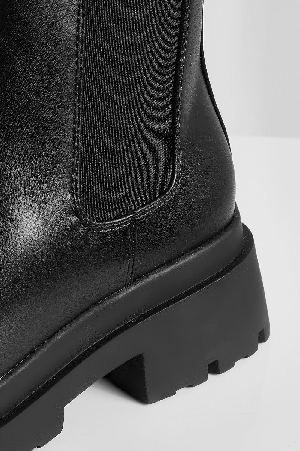 Boohoo Women s Chunky Double Sole Chelsea Boots Black