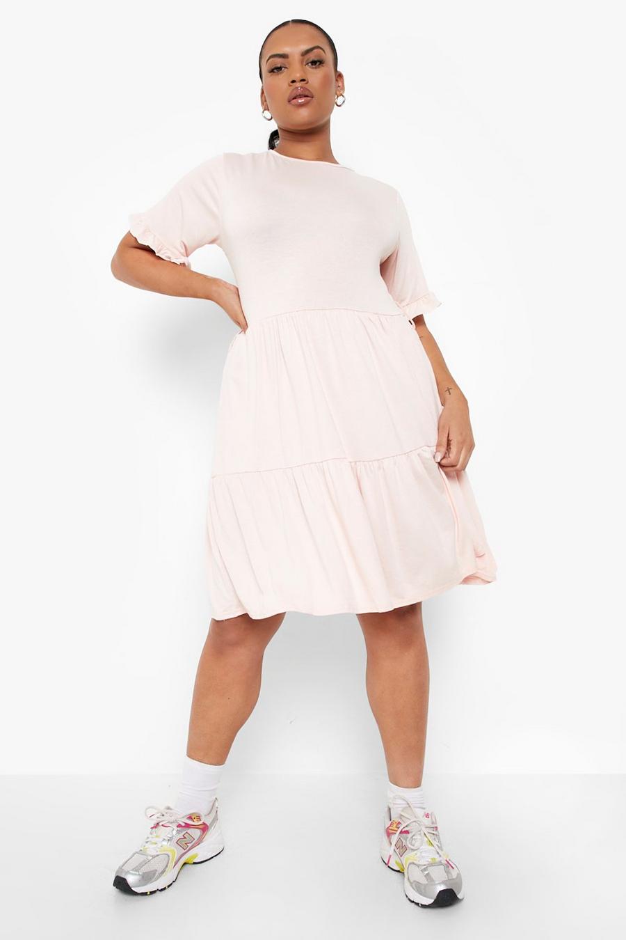 Blush Plus Frill Sleeve Tiered Smock Dress image number 1