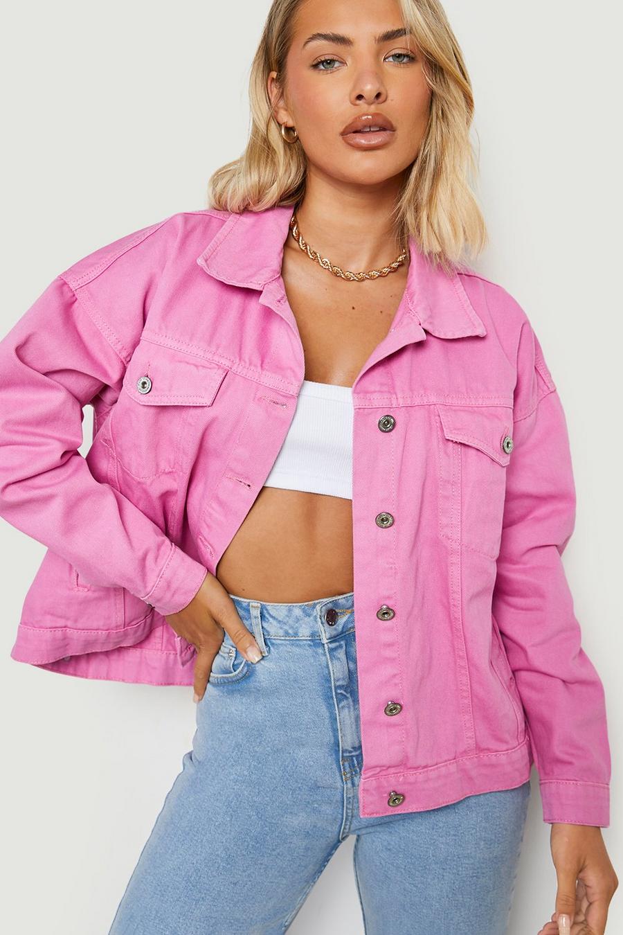 Pink Oversized Denim Jacket image number 1