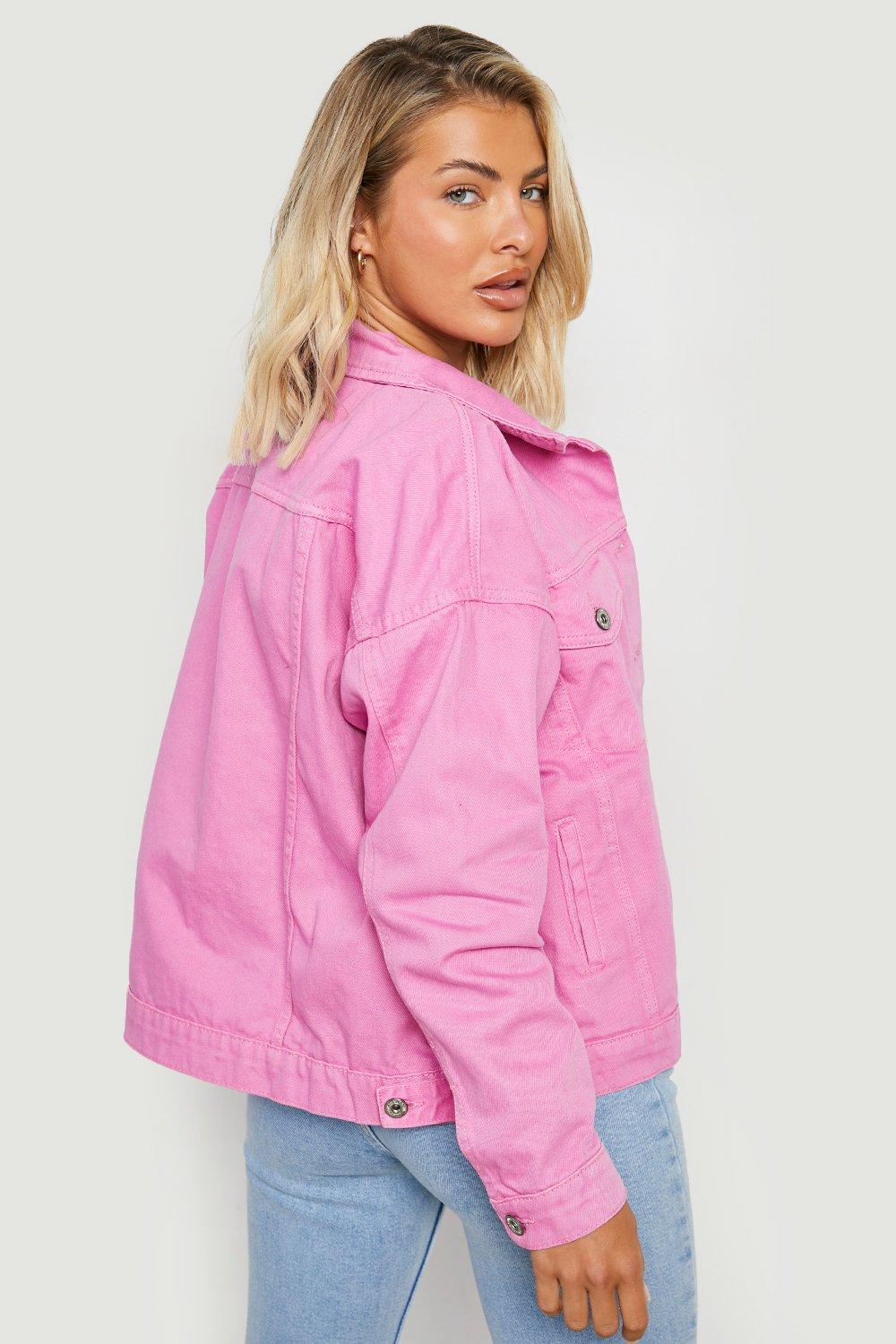 Boohoo pink denim clearance jacket