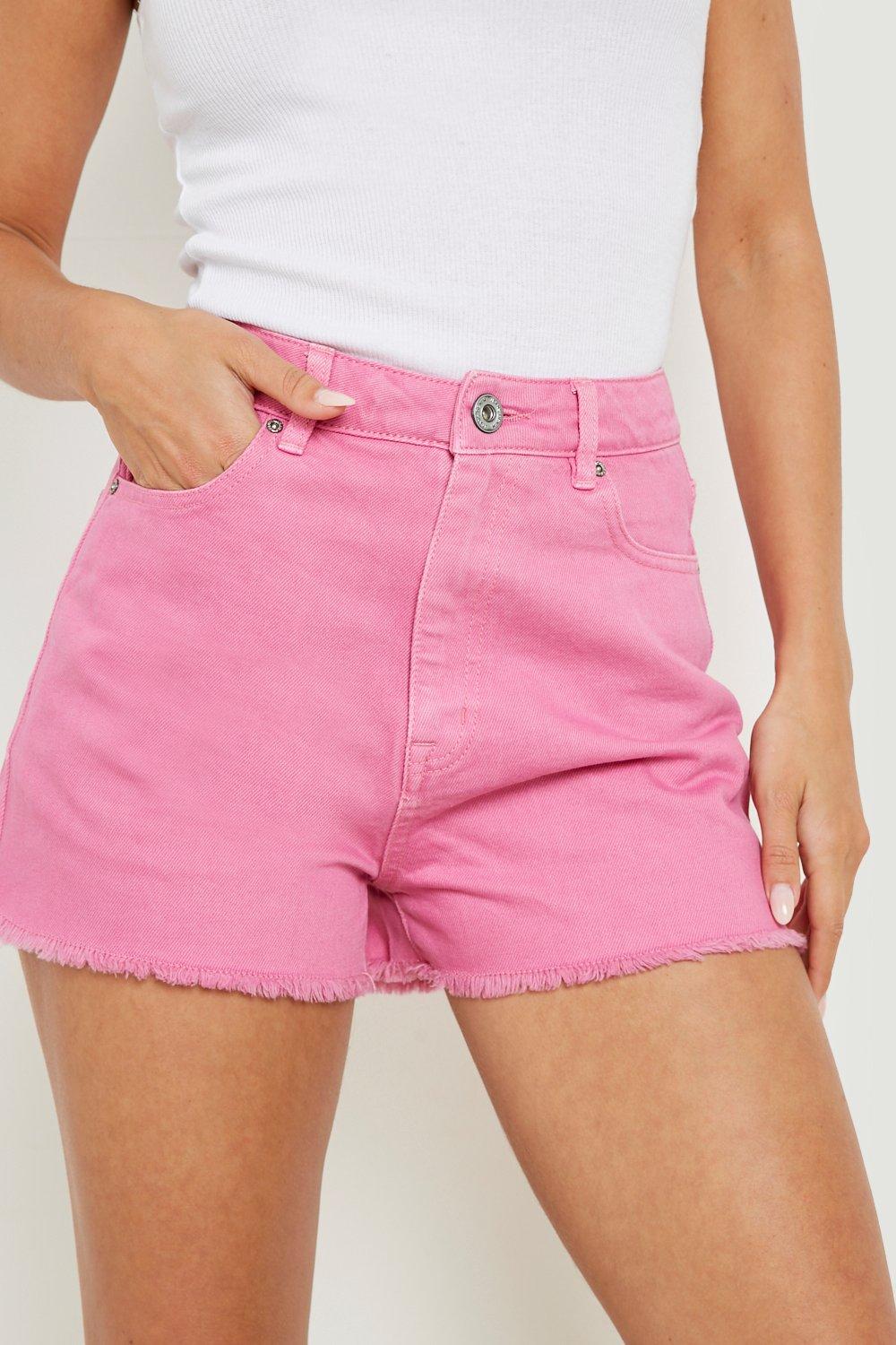 High waisted pink denim shorts best sale