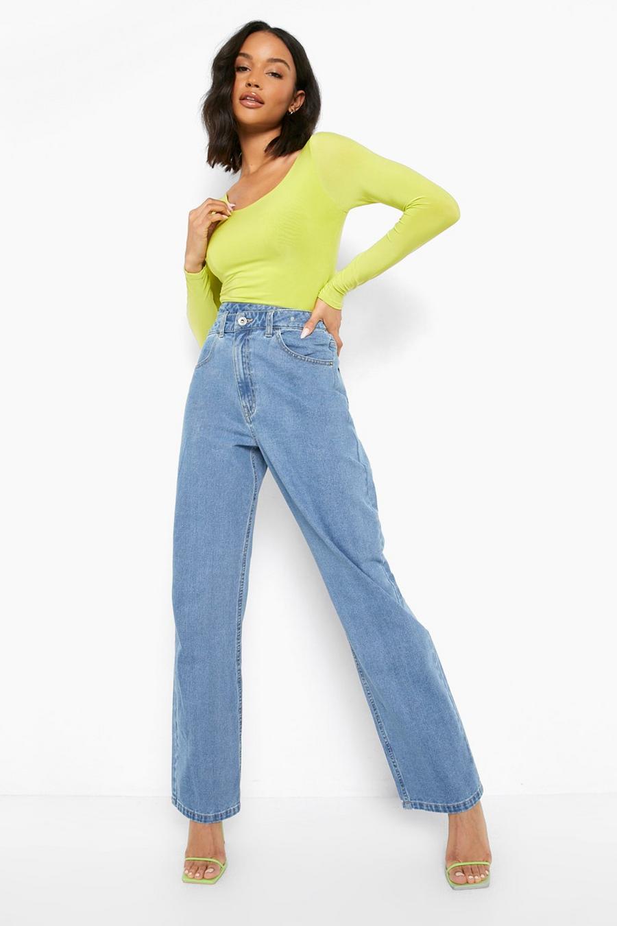Mid blue Wrap Waist Relaxed Jeans image number 1