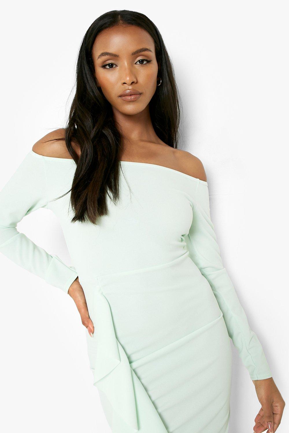 mint green bardot dress