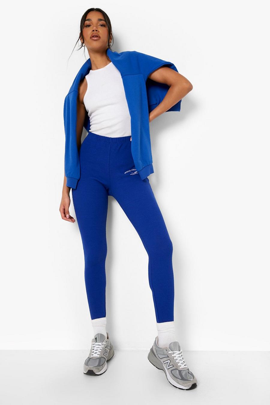 Cobalt Thick Rib Official Slogan Ankle Leggings image number 1