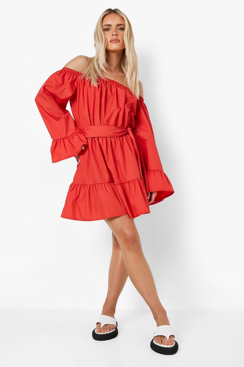 red cotton mini dress