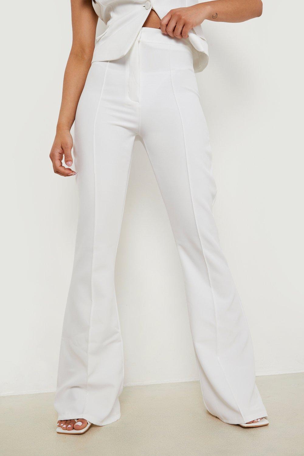 Petite Seam Detail Flared Dress Pants boohoo USA