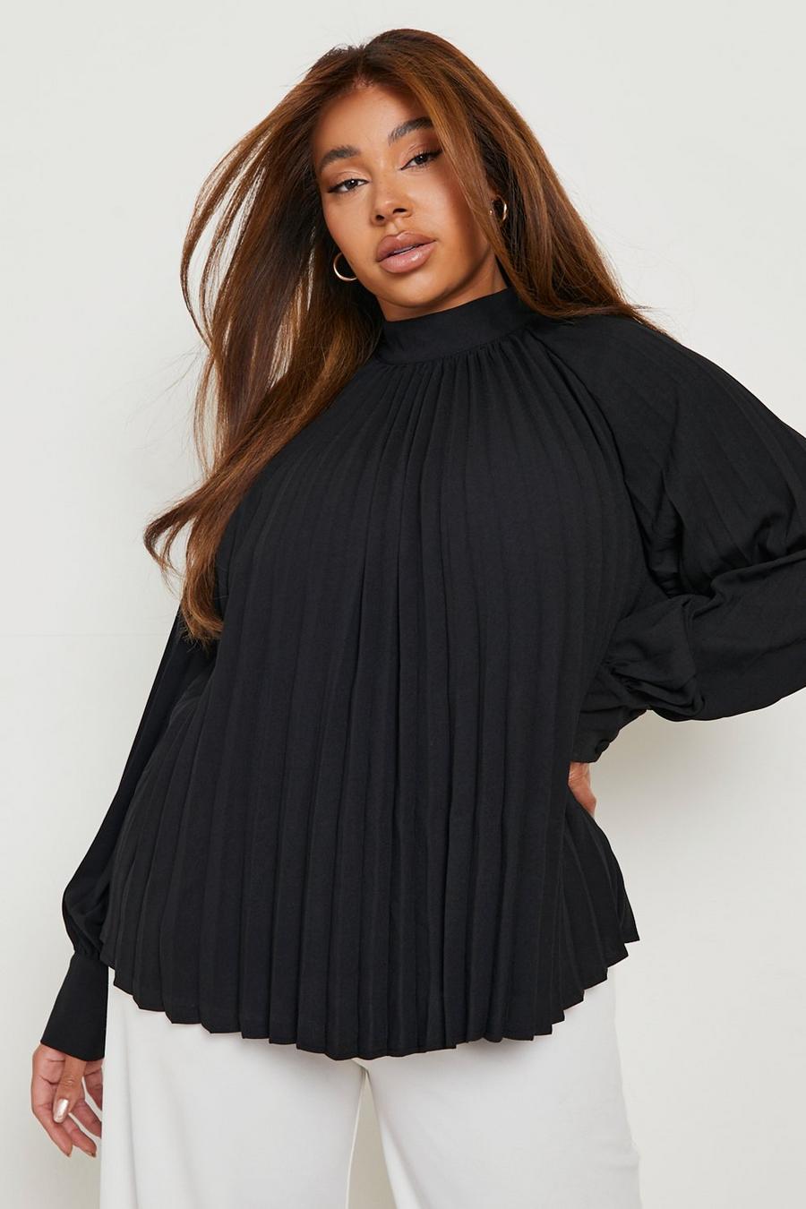 Black Plus Pleated Occasion Smock Top image number 1