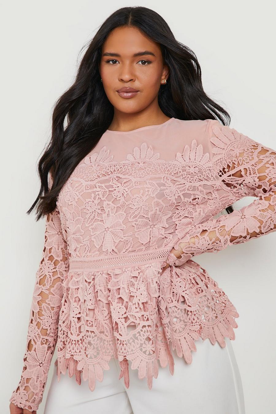 Blush Plus Occasion Embroidered Floral Peplum Top image number 1