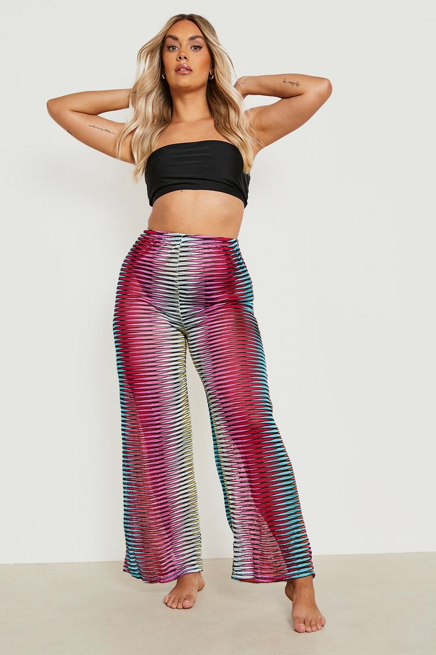 Multi Plus Knitted Stripe Beach Pants image number 1