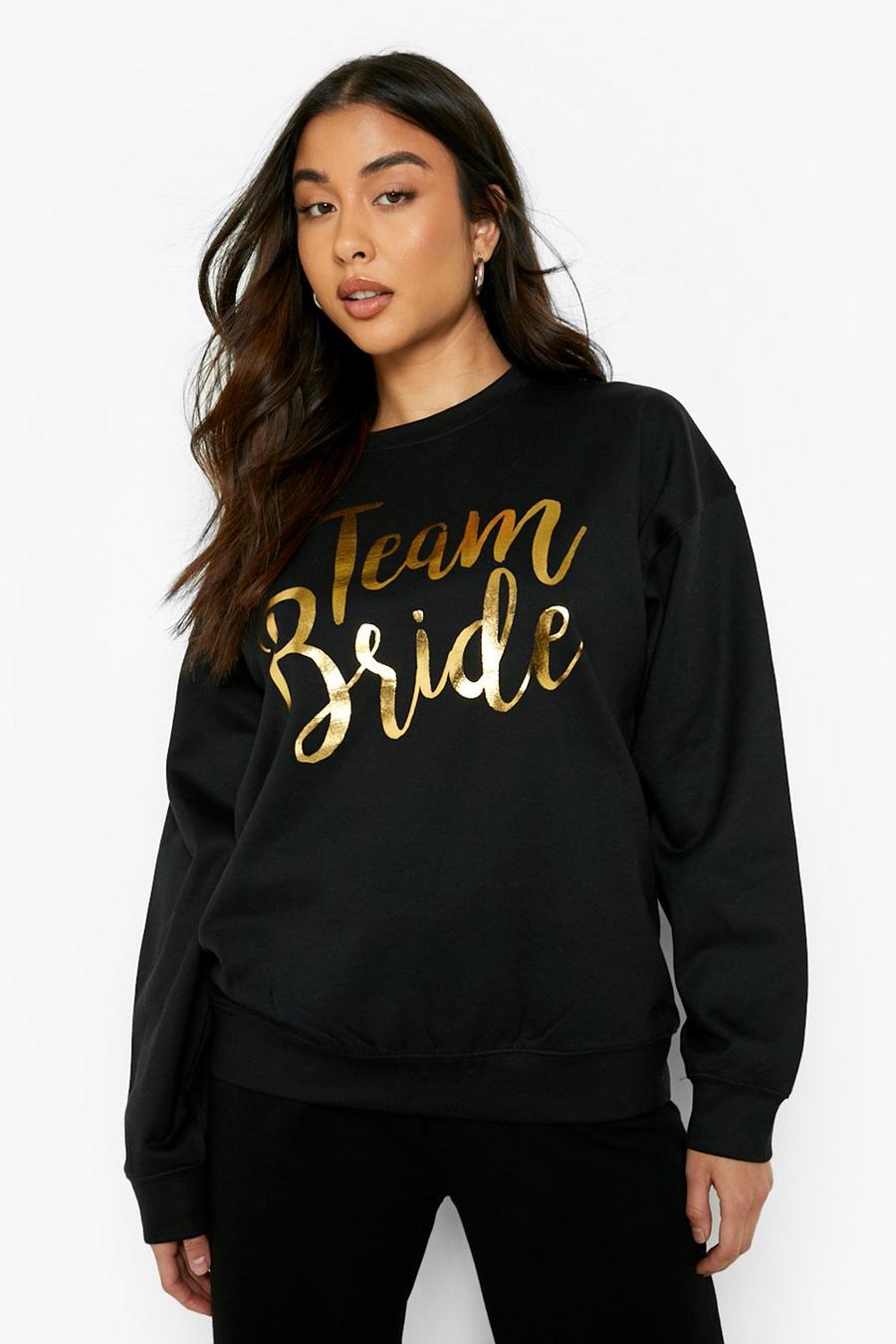 Black Gold Foil Print Team Bride Sweatshirt image number 1