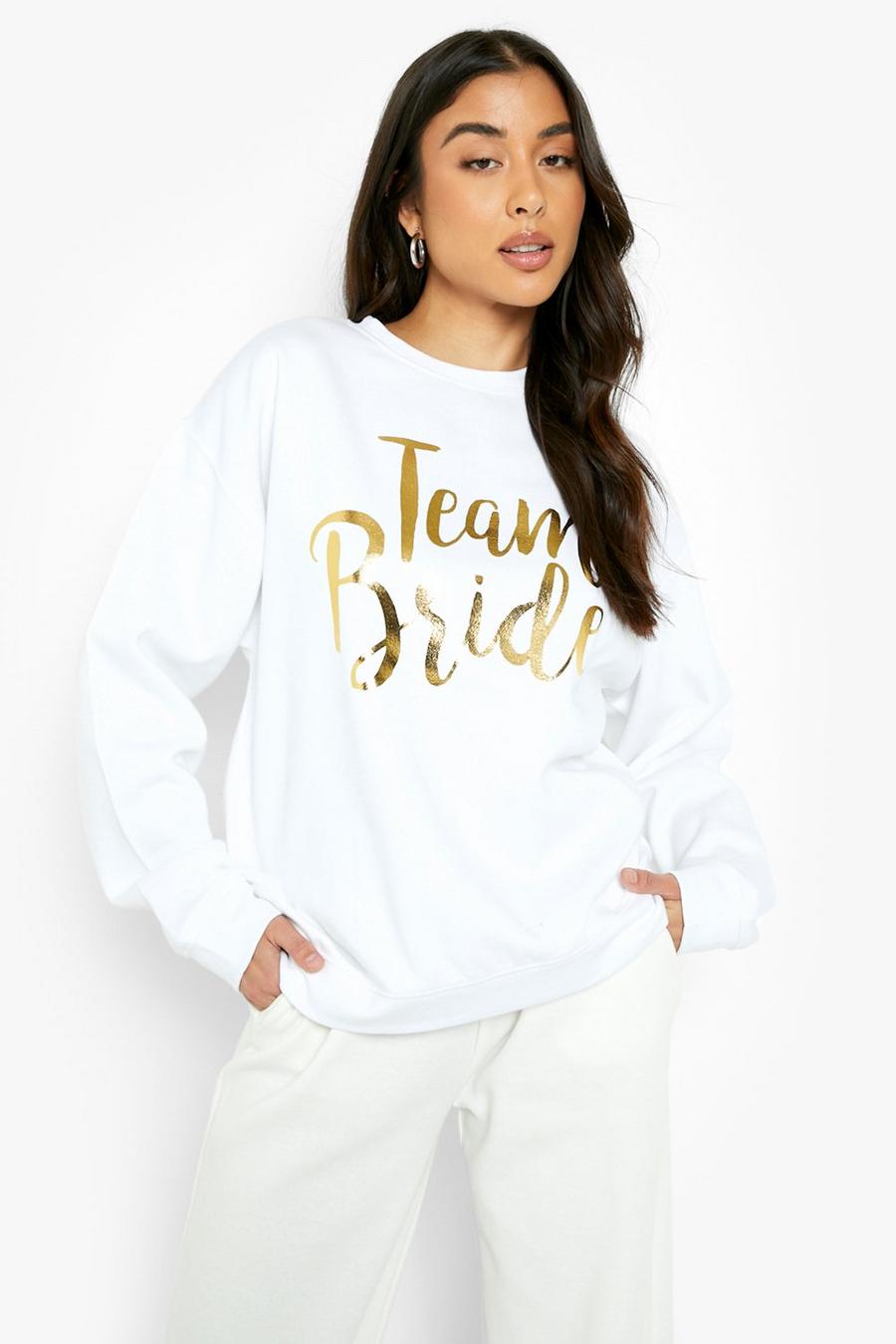 White Gold Foil Print Team Bride Sweatshirt image number 1