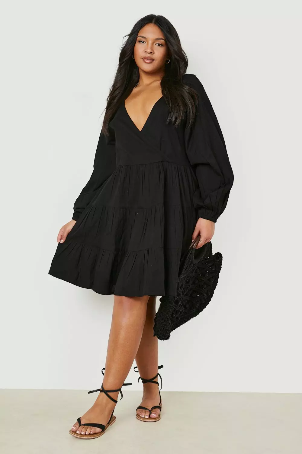 Plus size linen outlet wrap dress