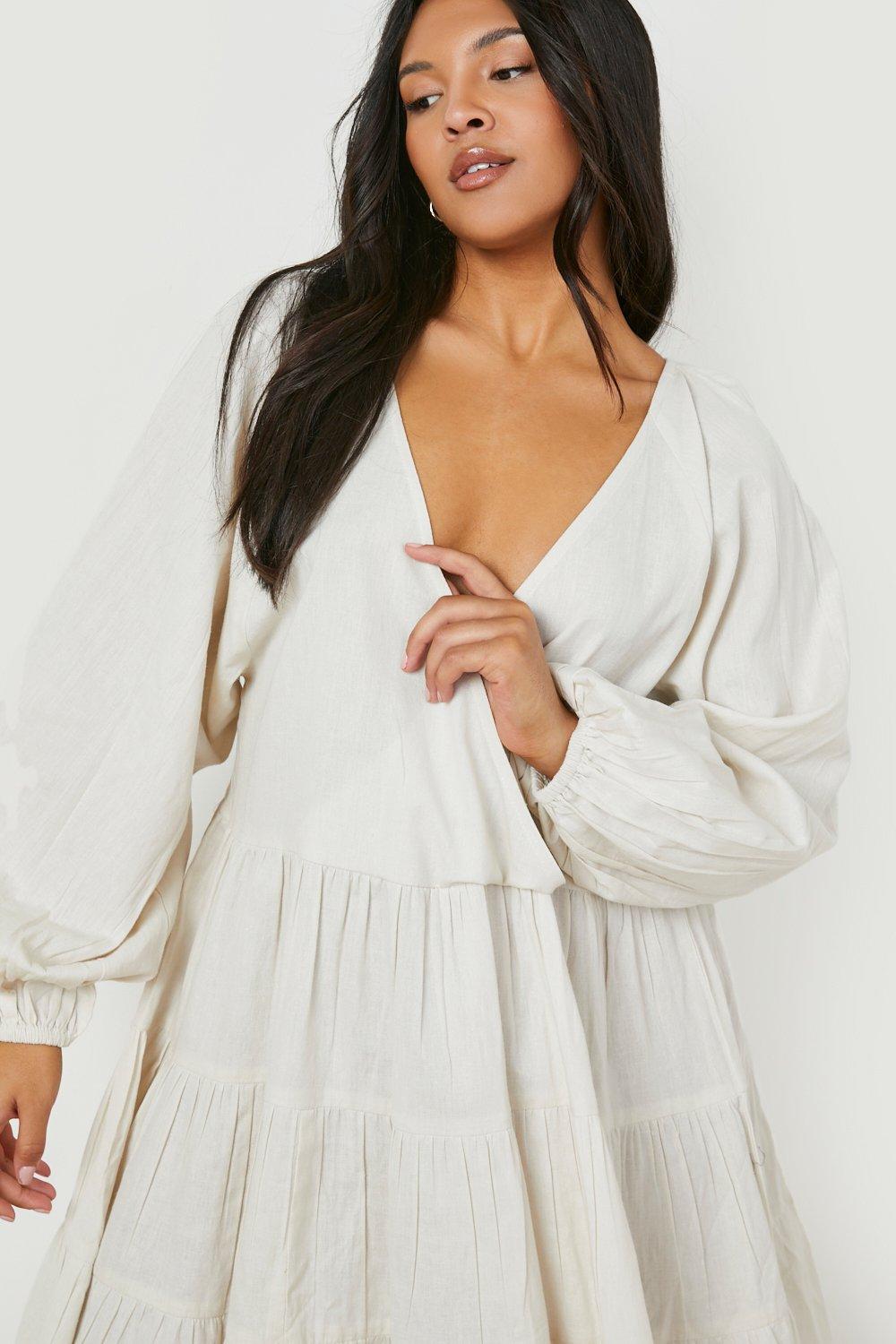 Boohoo white smock on sale dress