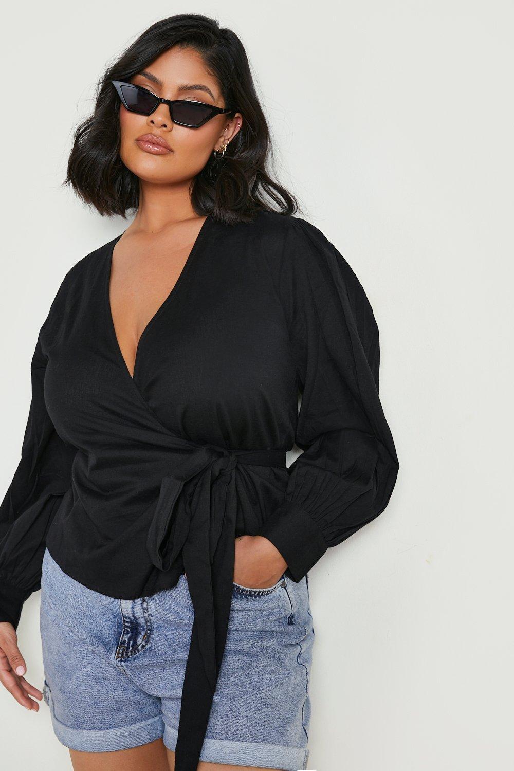 Boohoo plus sales wrap top