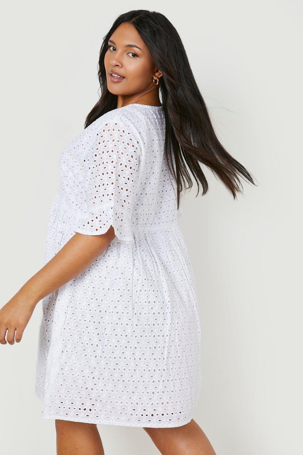 Boohoo white hot sale smock dress