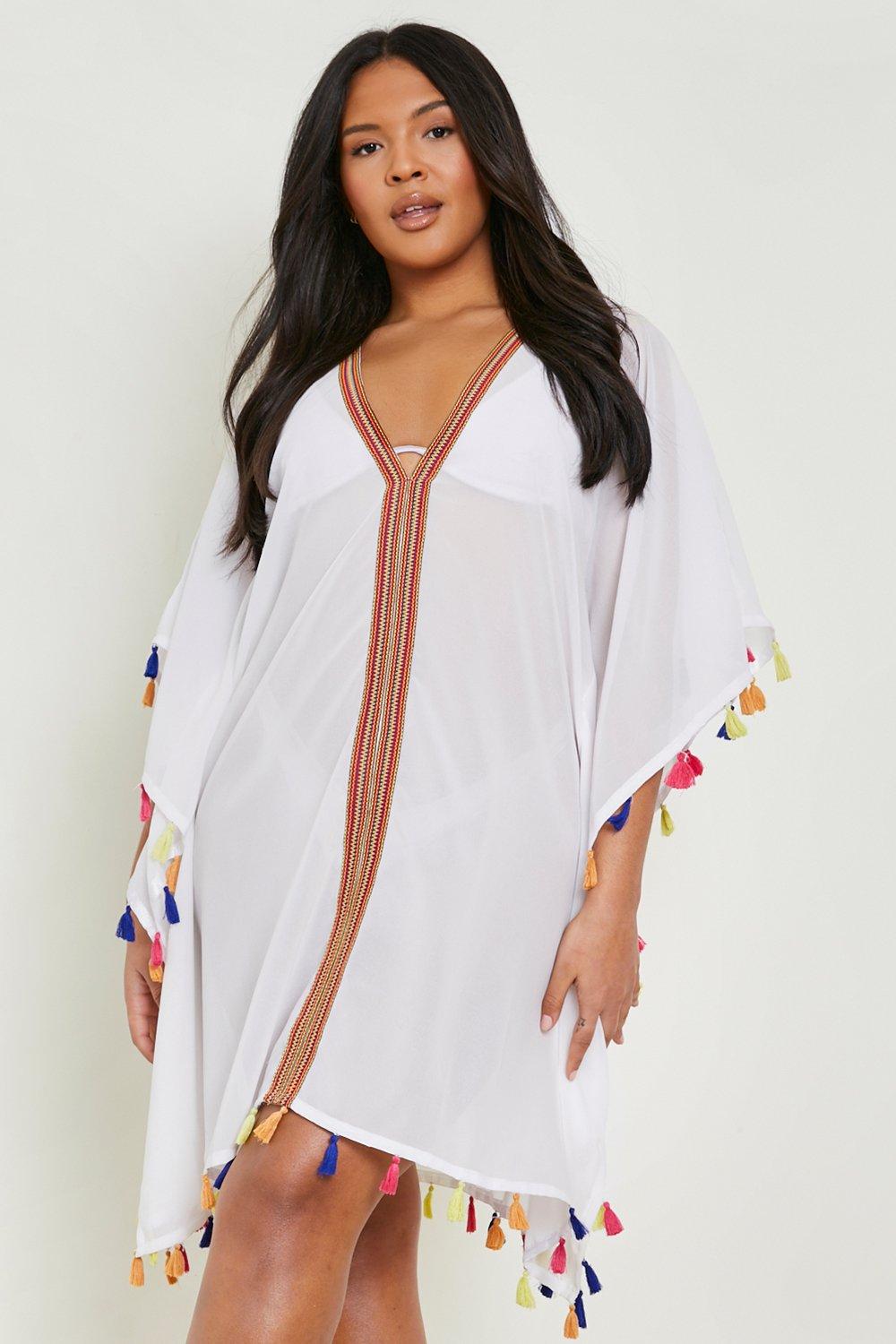 Swimsuit coverup cheap with pom poms