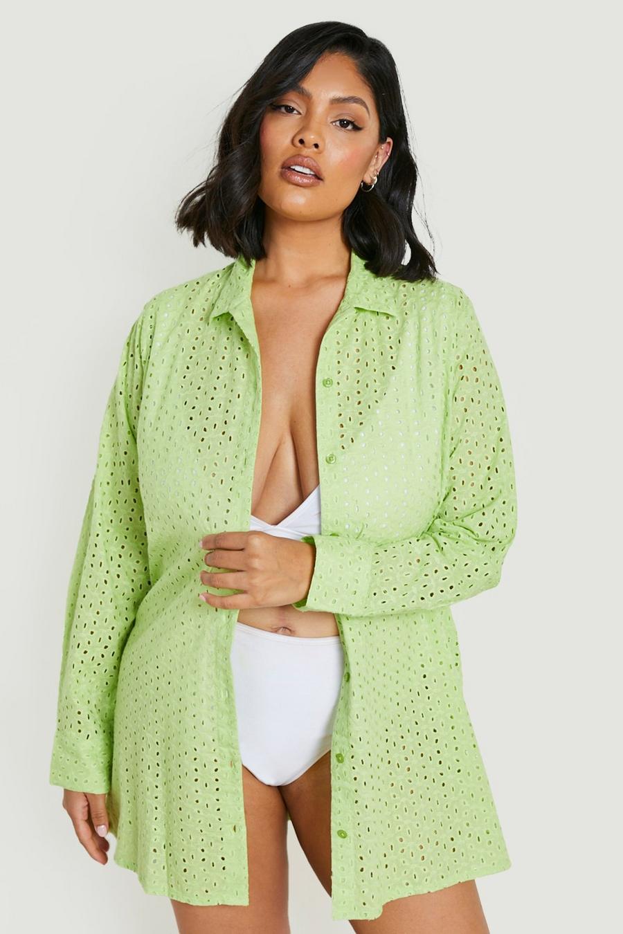 Lime Plus Broderie Anglaise Beach Shirt image number 1