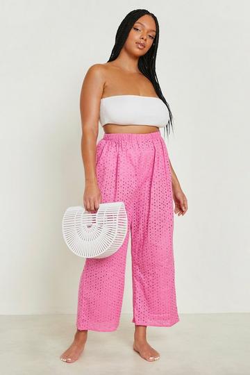 Plus Eyelet Anglaise Beach Pants purple