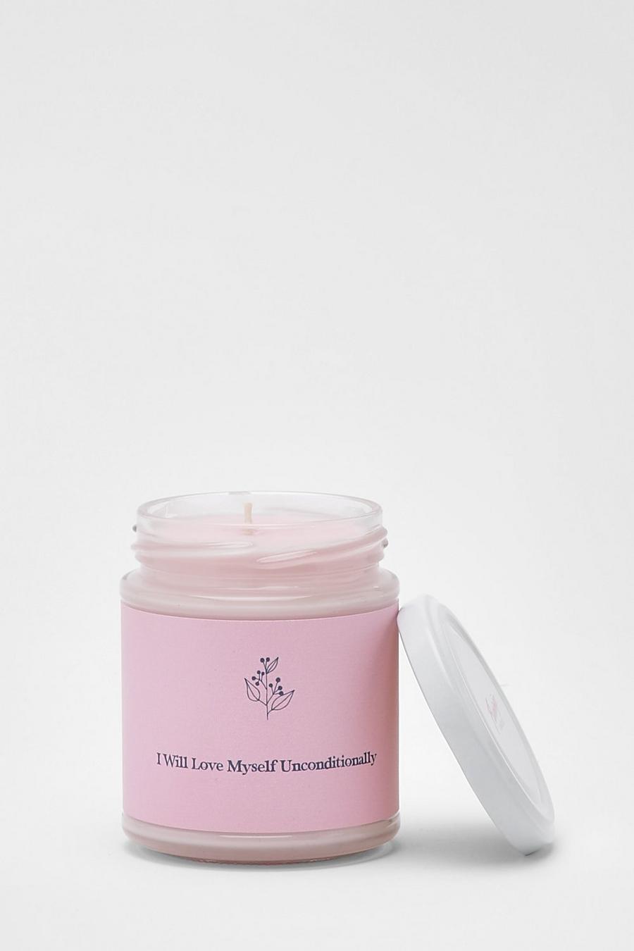 Afirmations Kerze mit weißem Tee und Minze, Pink