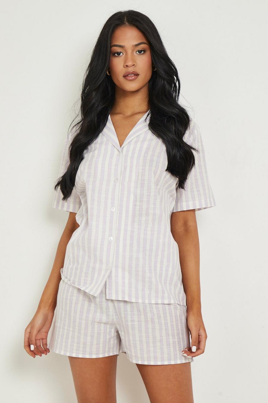 Lilac Tall Cotton Candy Stripe Short Set image number 1