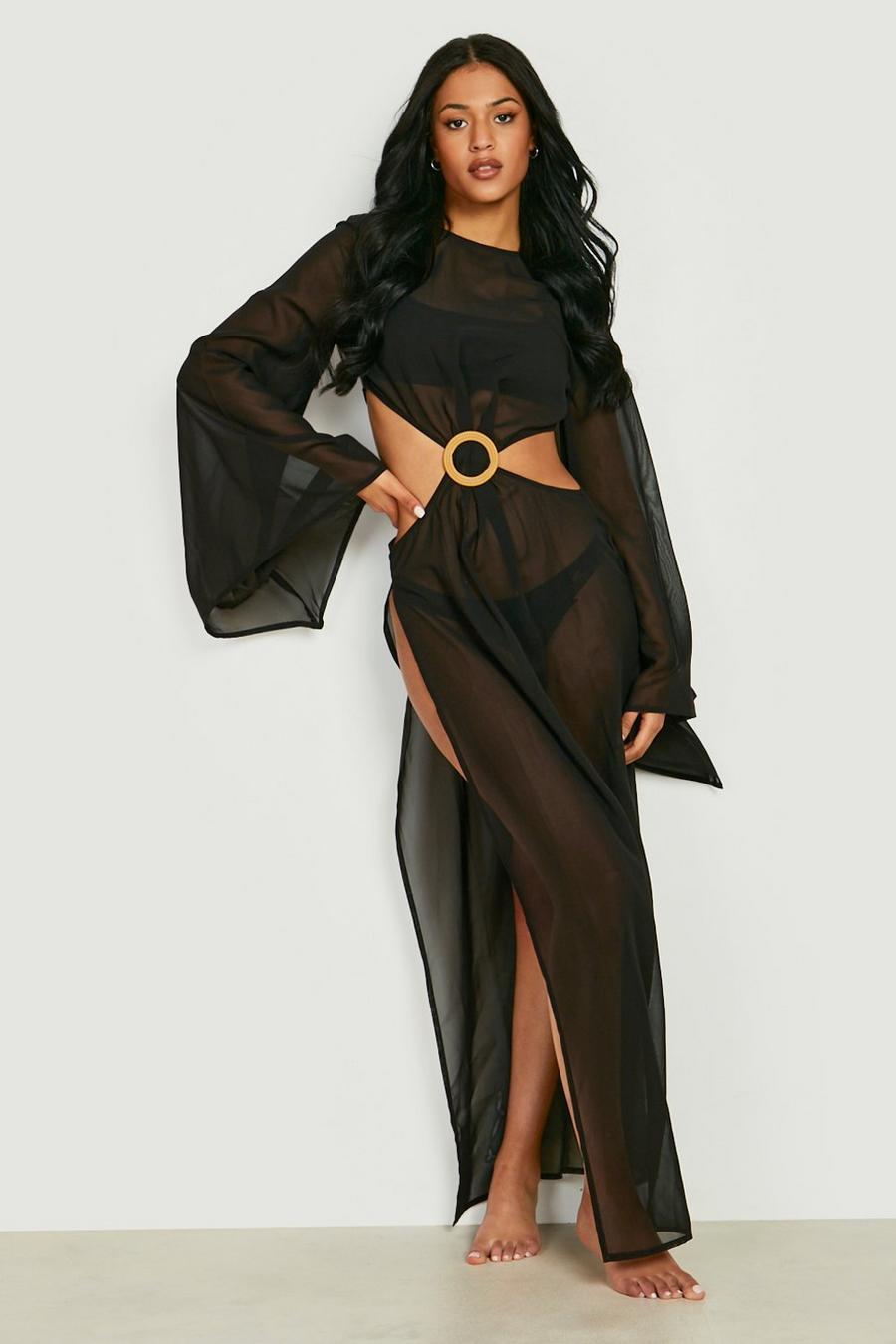 Black Tall O Ring Detail Cut Out Maxi Dress image number 1