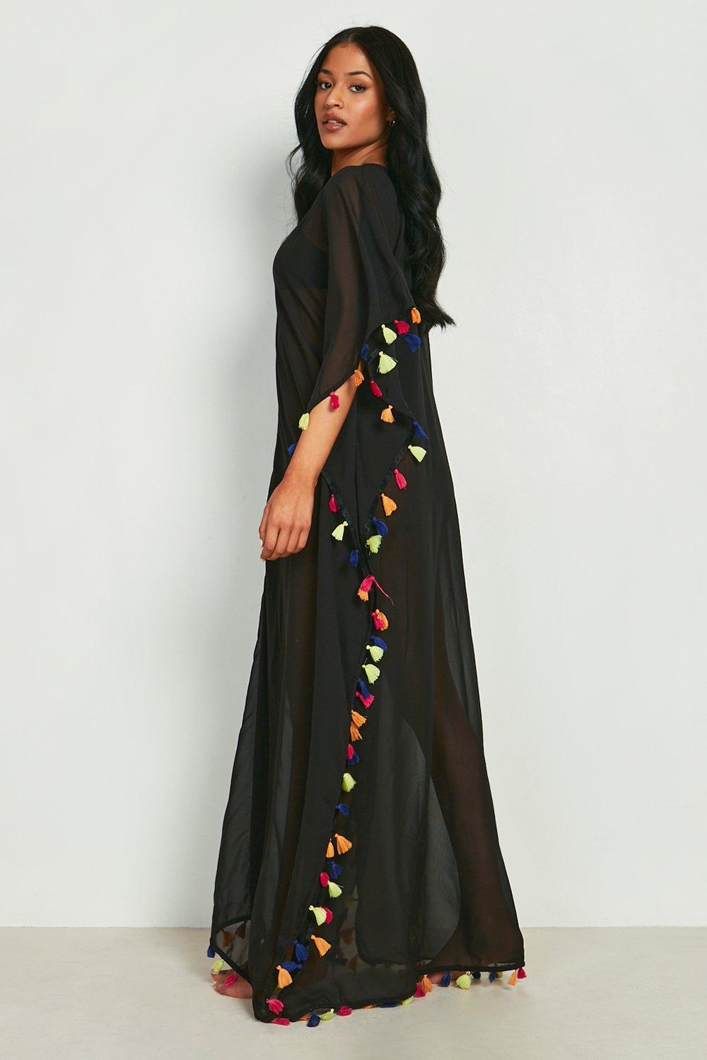 Tall Tassel Detail Maxi Beach Kaftan boohoo UK