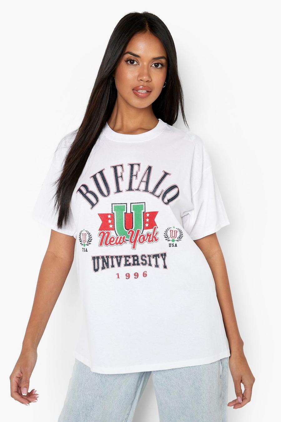Oversize T-Shirt mit Buffalo-Print, White