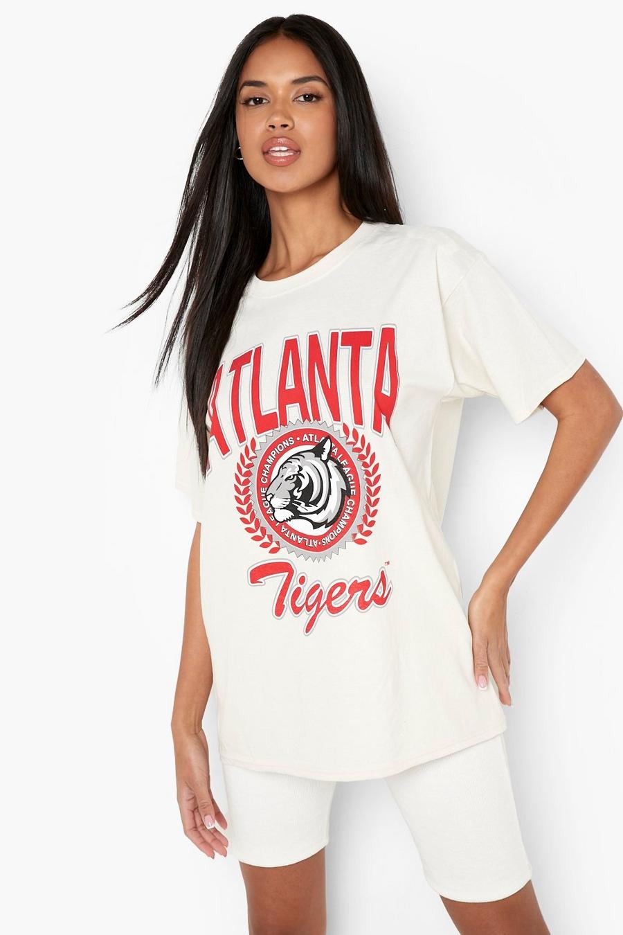 T-shirt oversize con stampa Atlanta, Sand image number 1