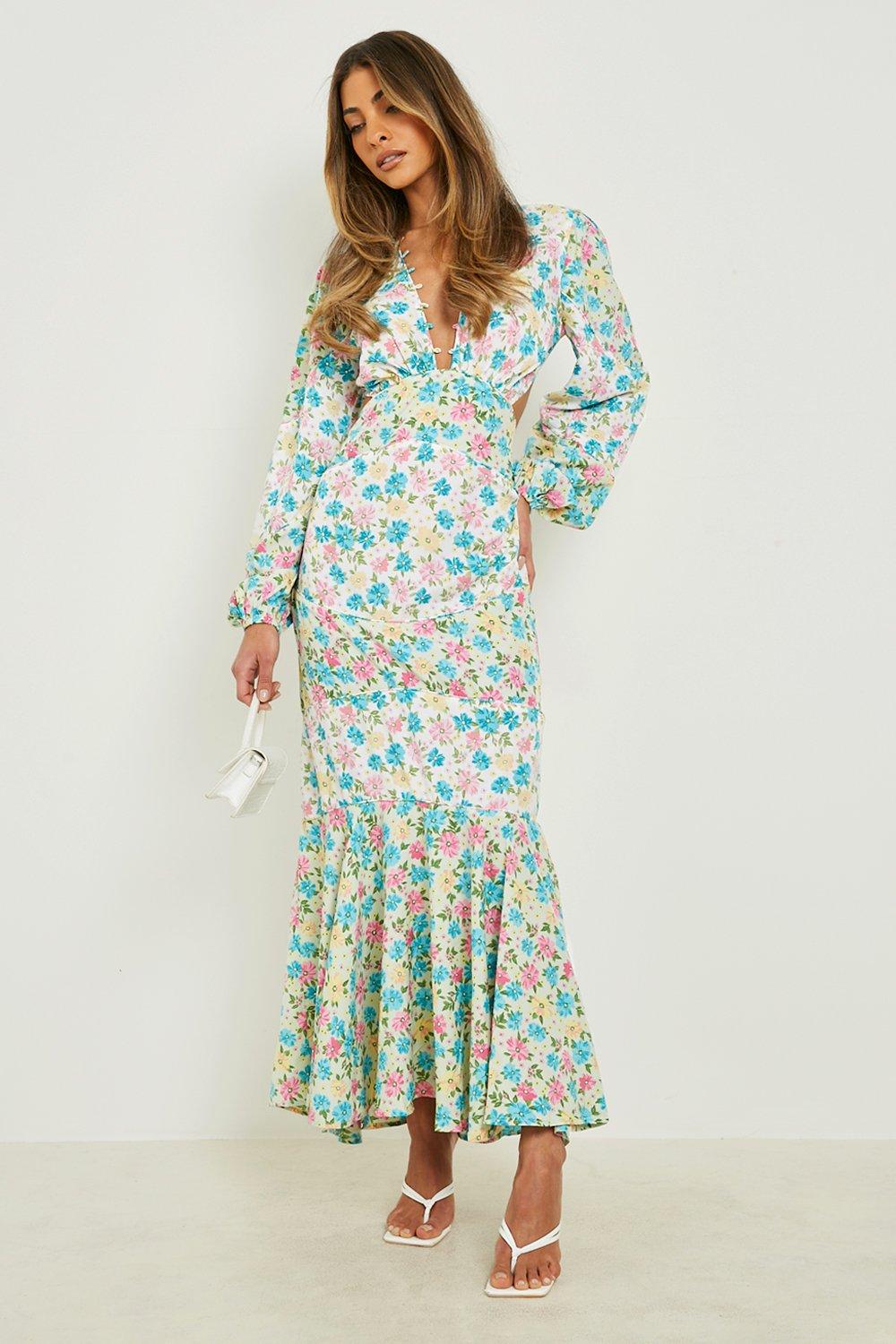 Mixed print hot sale maxi dress