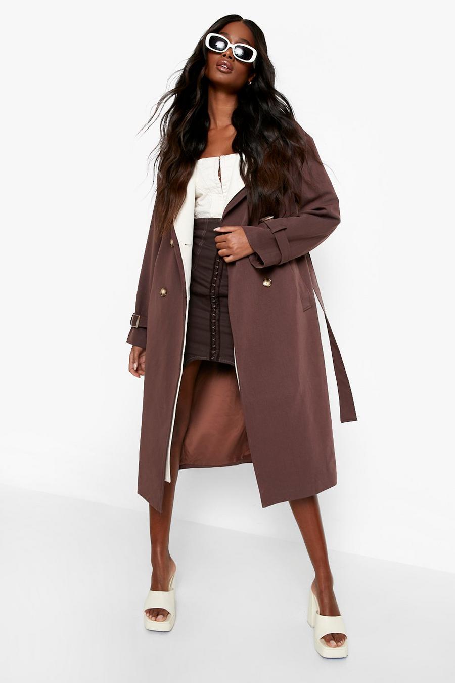Chocolate Double Layer Trench Coat image number 1