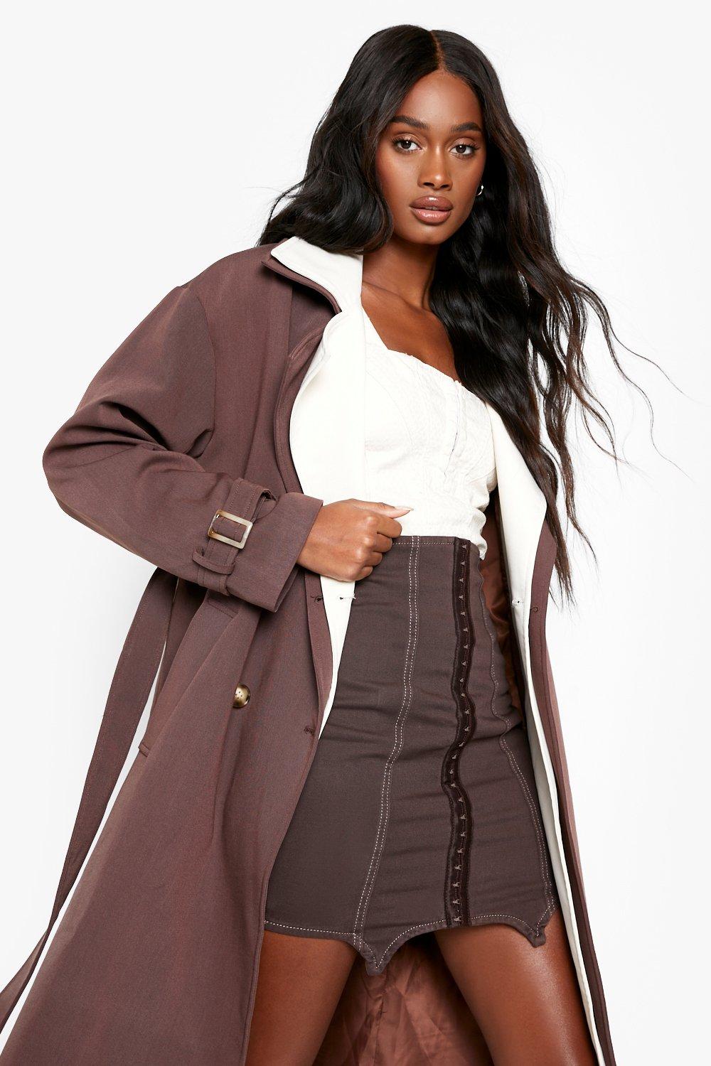 Layered skirt trench discount coat