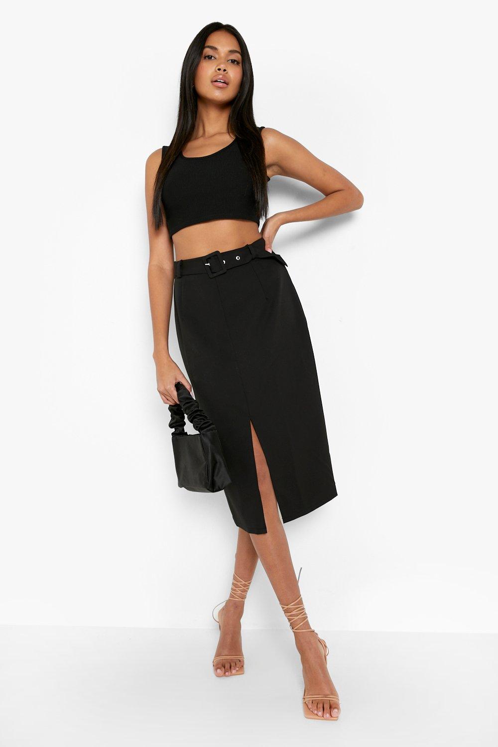 Black midi skirt on sale split