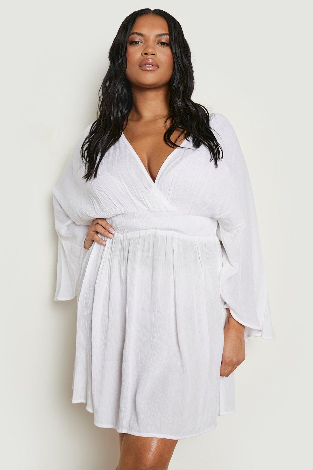 White Plus Size Dresses boohoo UK