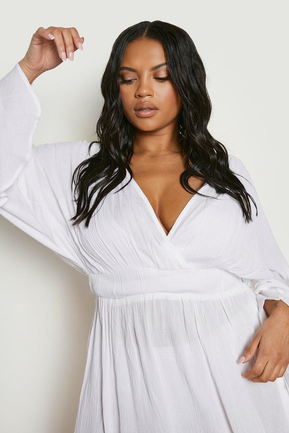 Plus Cheesecloth Mini Beach Kaftan boohoo