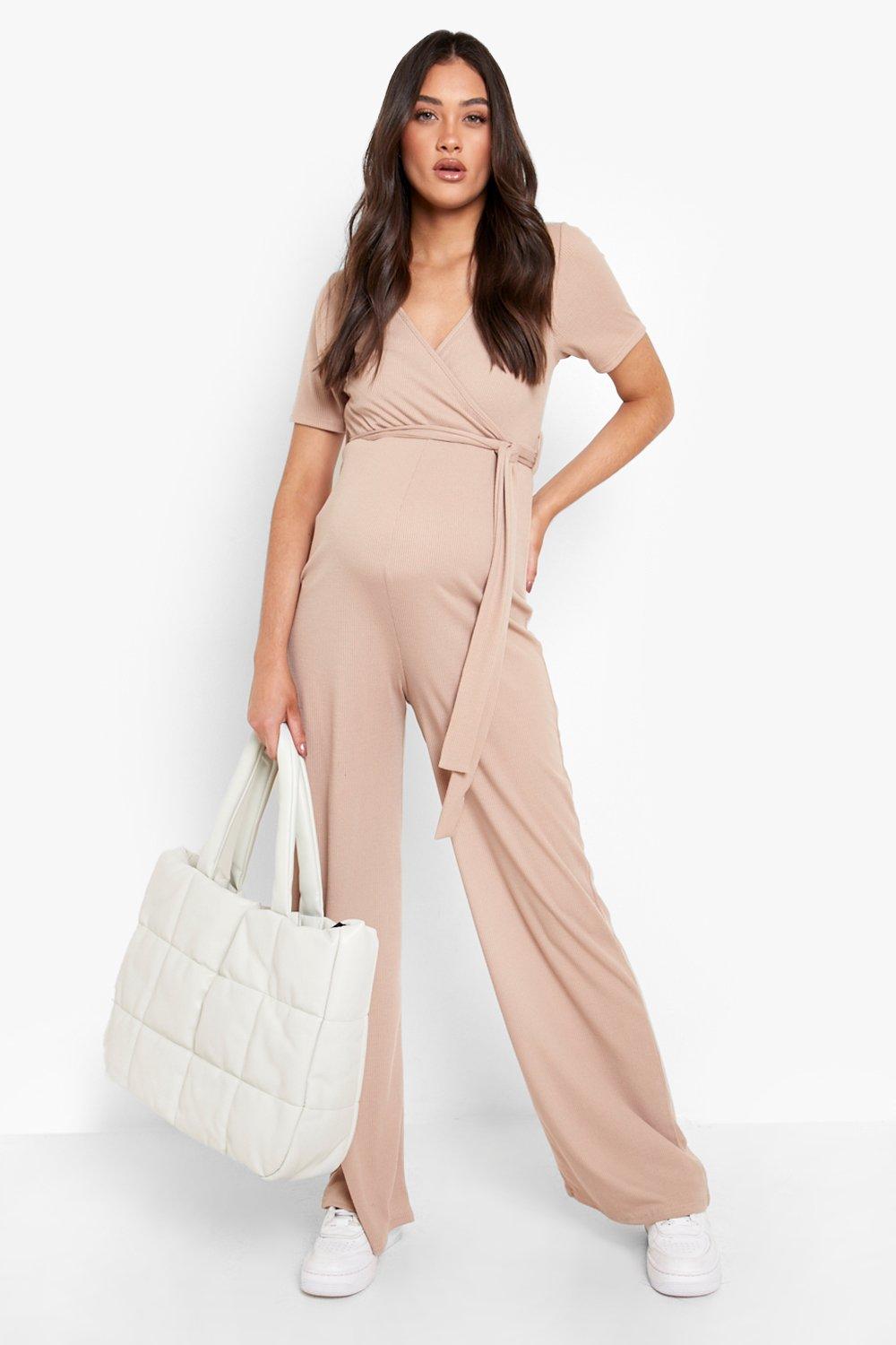 Maternity Soft Rib Belted Jumpsuit