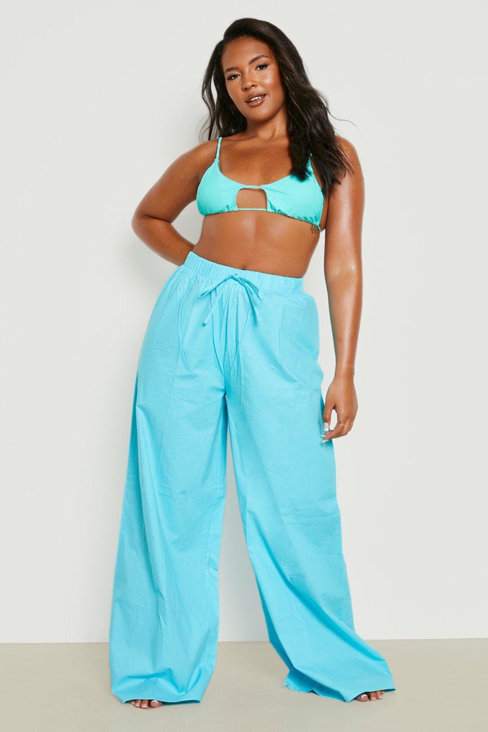 Women's Plus Cotton Beach Trousers | Boohoo UK
