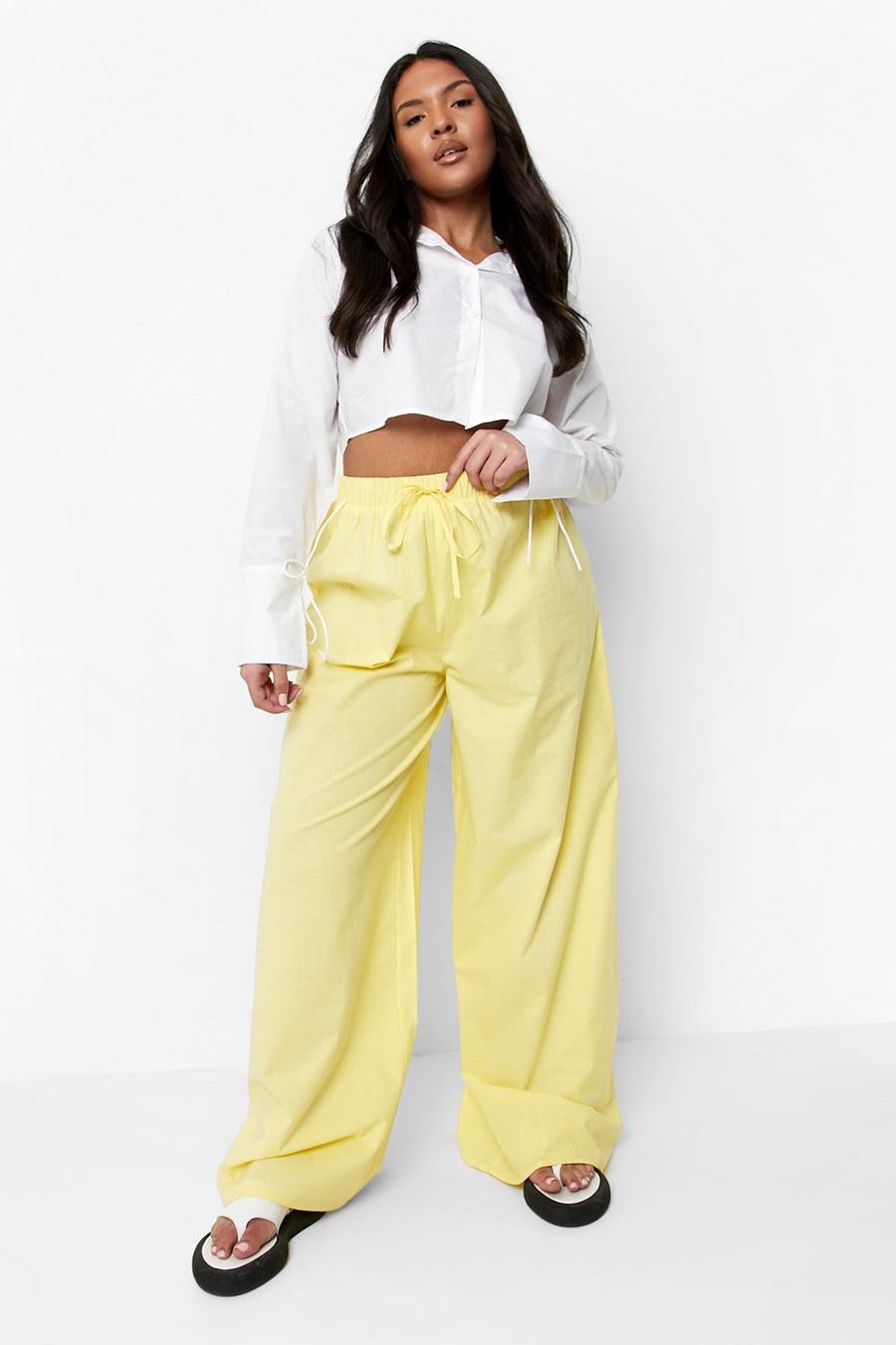 Grande taille - Pantalon de plage en coton, Lemon image number 1
