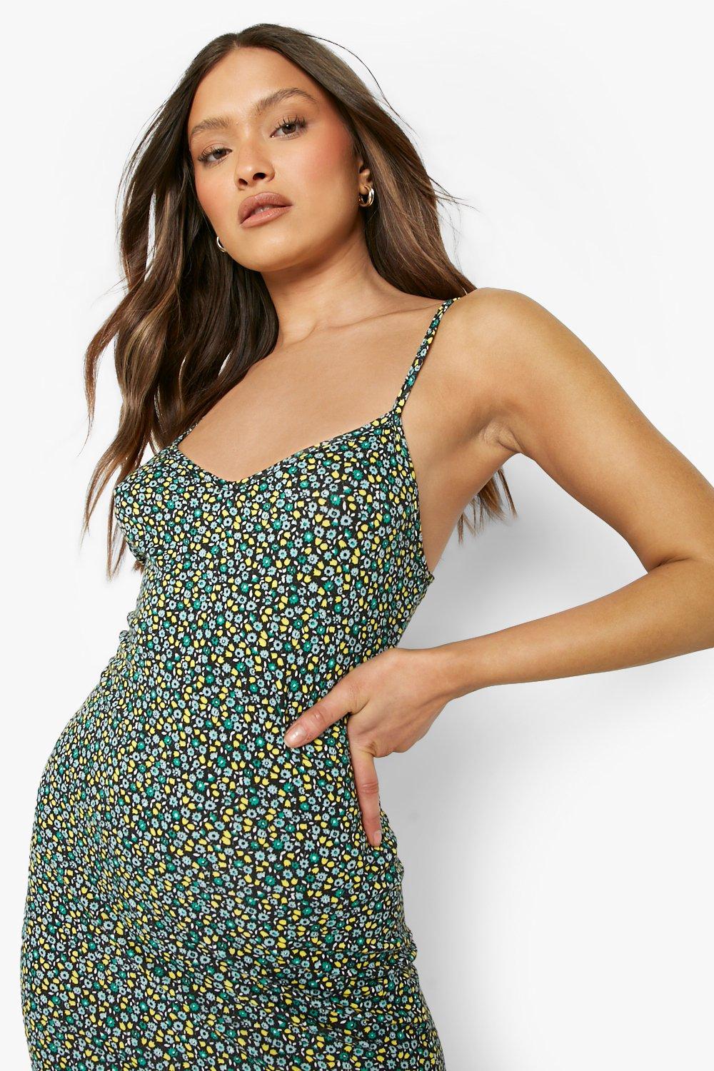 Boohoo floral midi on sale dress