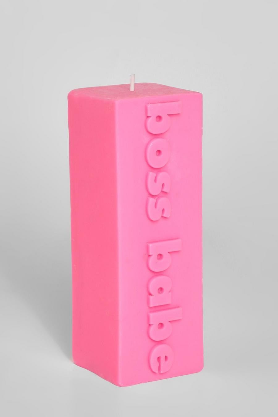 Pink Flamingo Candles Boss Babe Pillar Candle image number 1