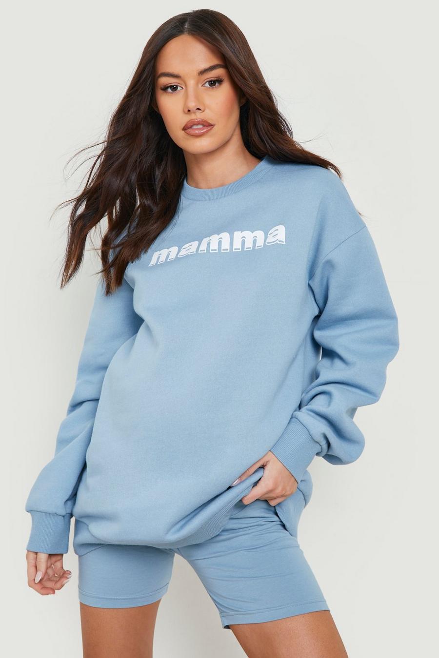 Blue Maternity Slogan Sweat And Cycling Short image number 1