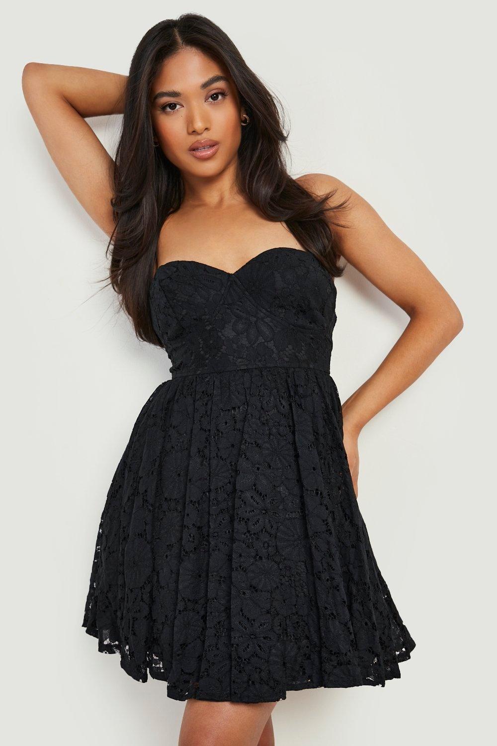 Black bandeau 2025 skater dress