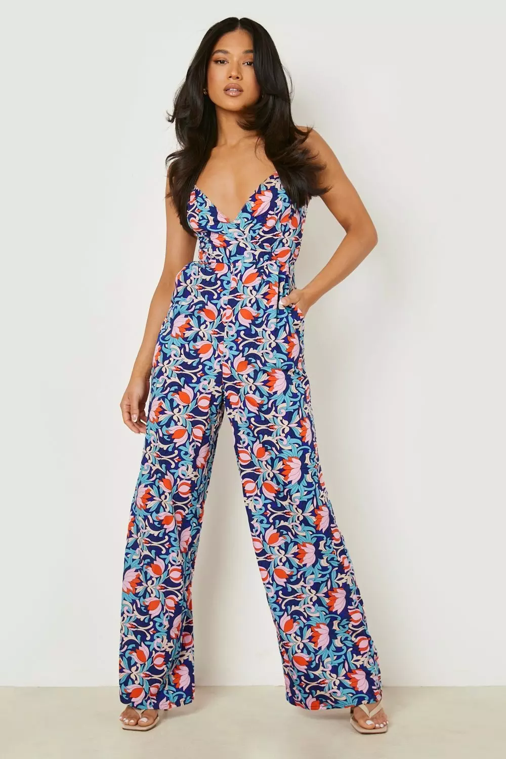 Petite hot sale floral jumpsuit