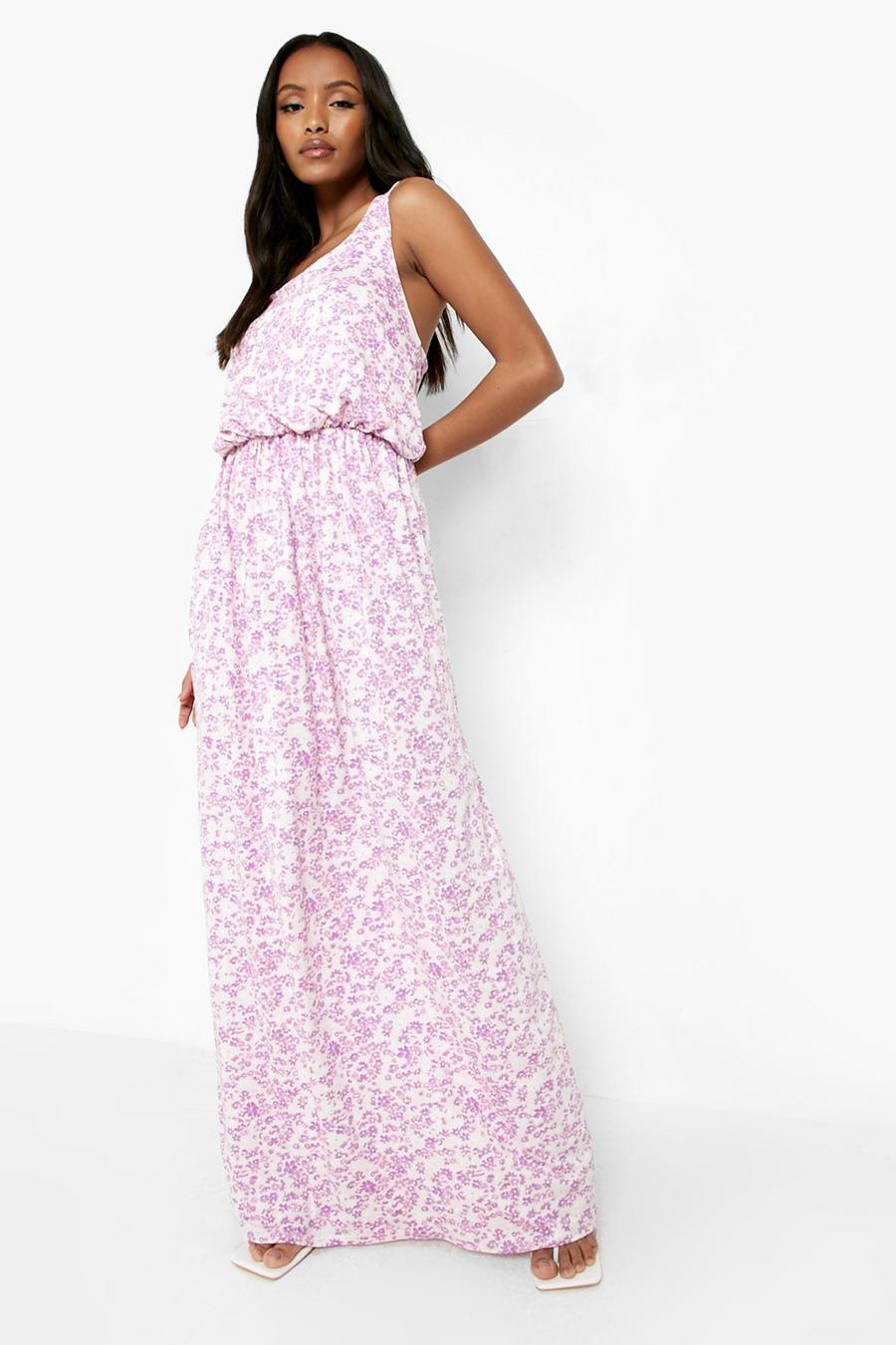 Pink Petite Ditsy Print Maxi Dress