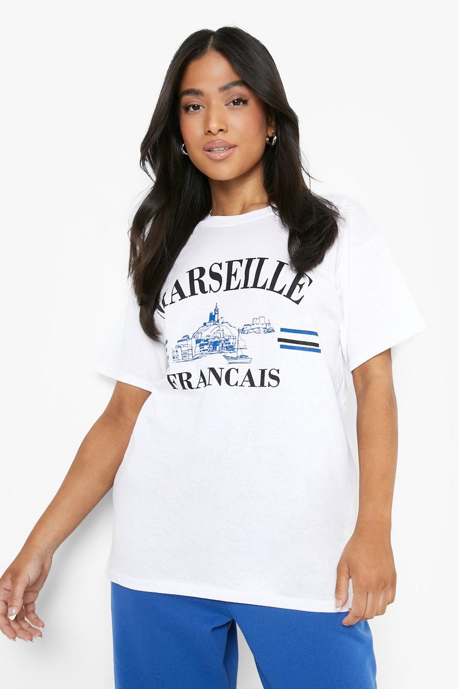 White Petite Marseille Slogan Graphic T-Shirt image number 1