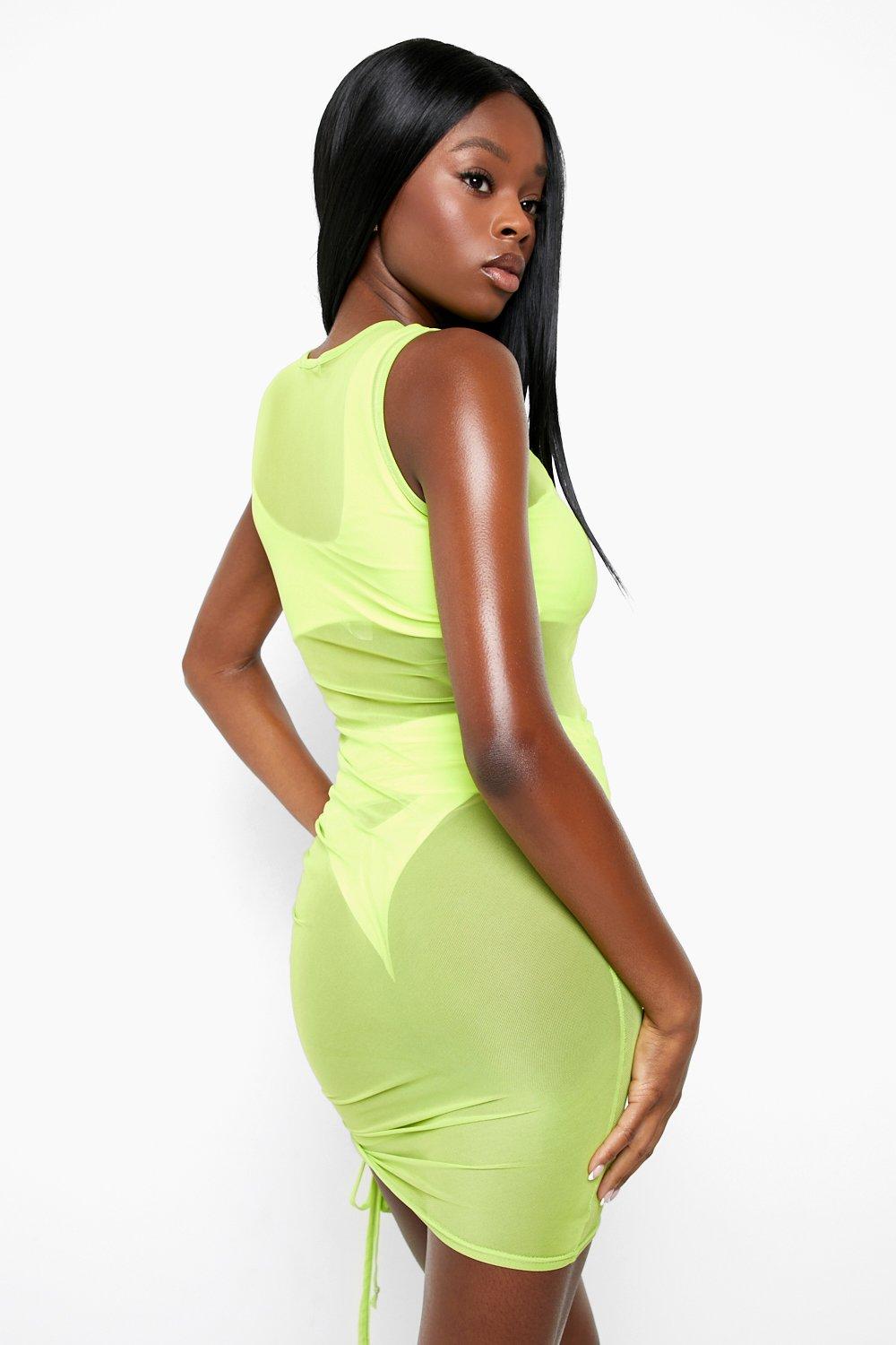 Neon yellow best sale mesh dress