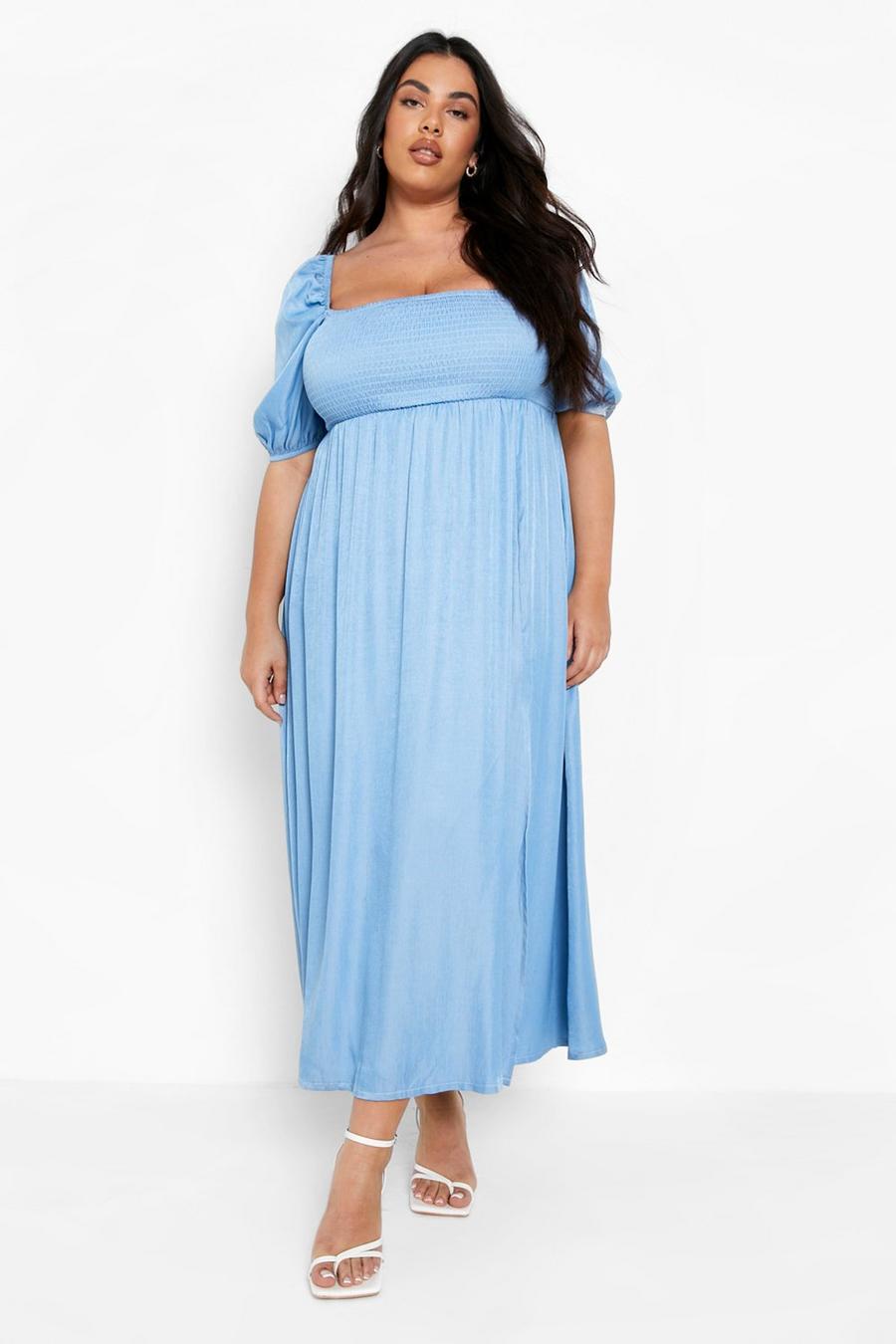 Denim-blue Plus Chambray Midaxi Dress image number 1
