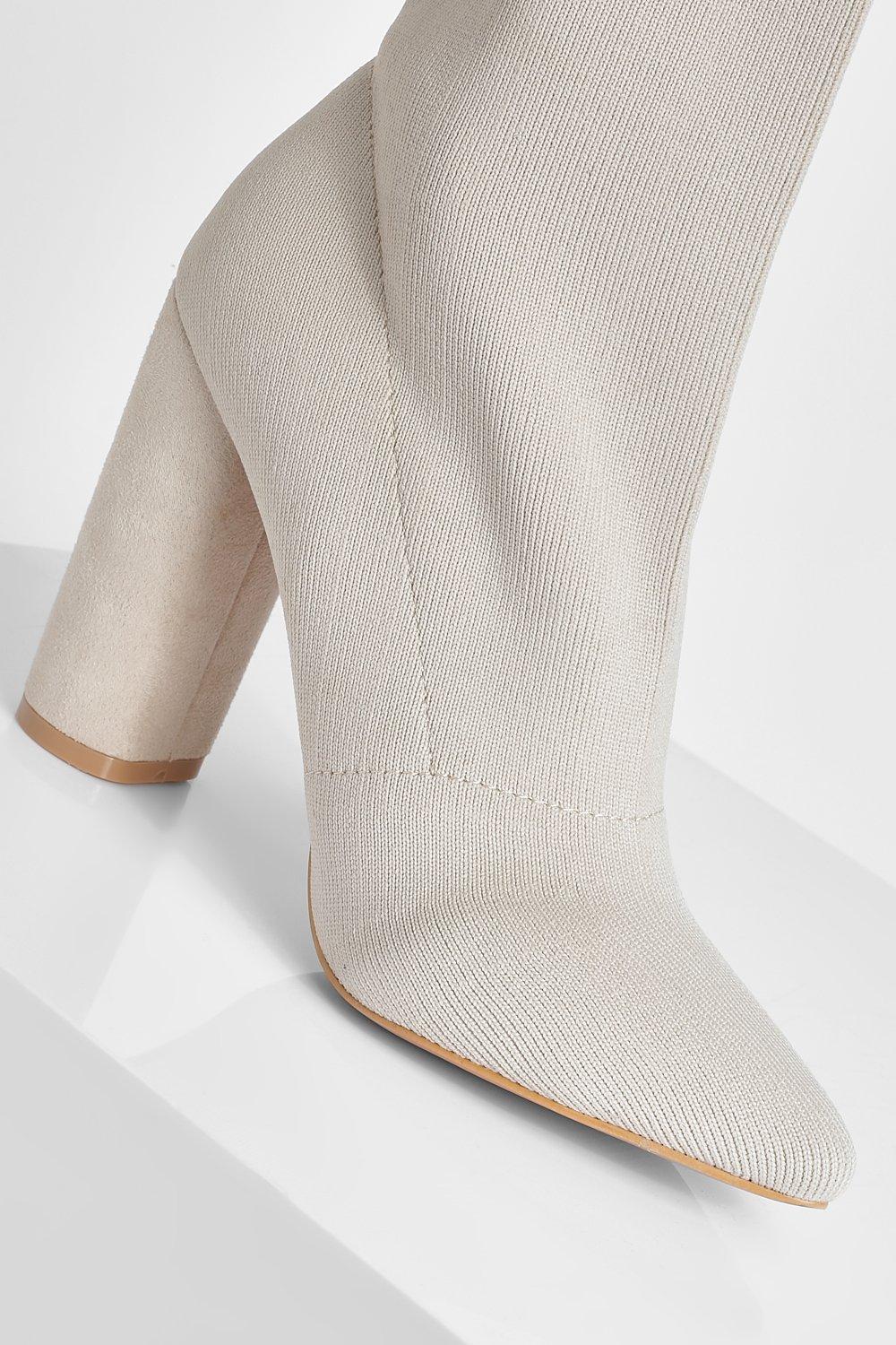 Bottines chaussettes pointues a talon carre boohoo FR