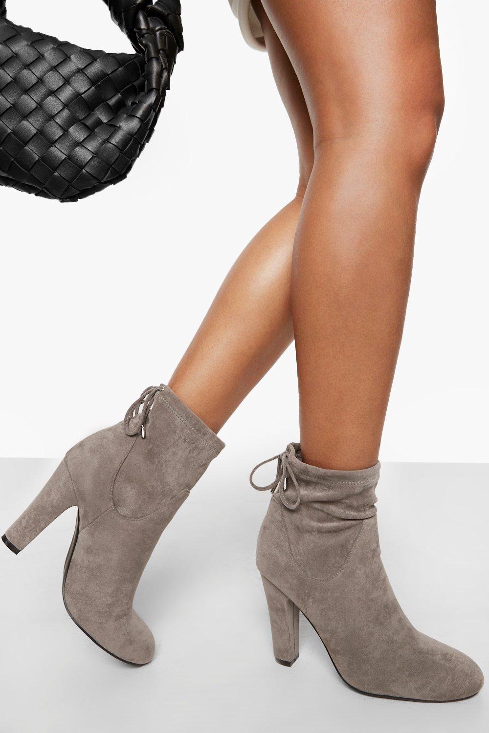 Grey booties with on sale heel