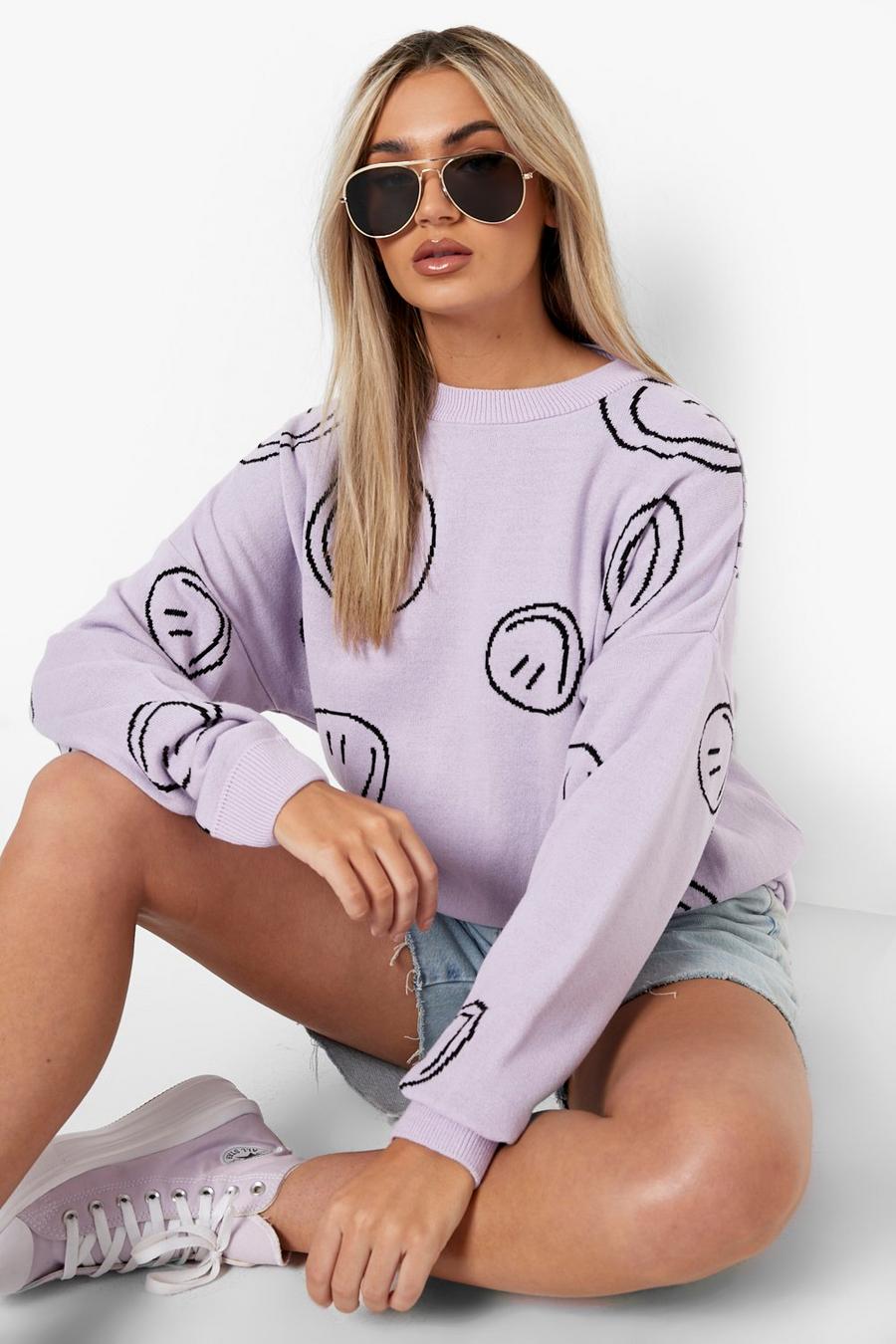 Lilac Smile Print Sweater image number 1