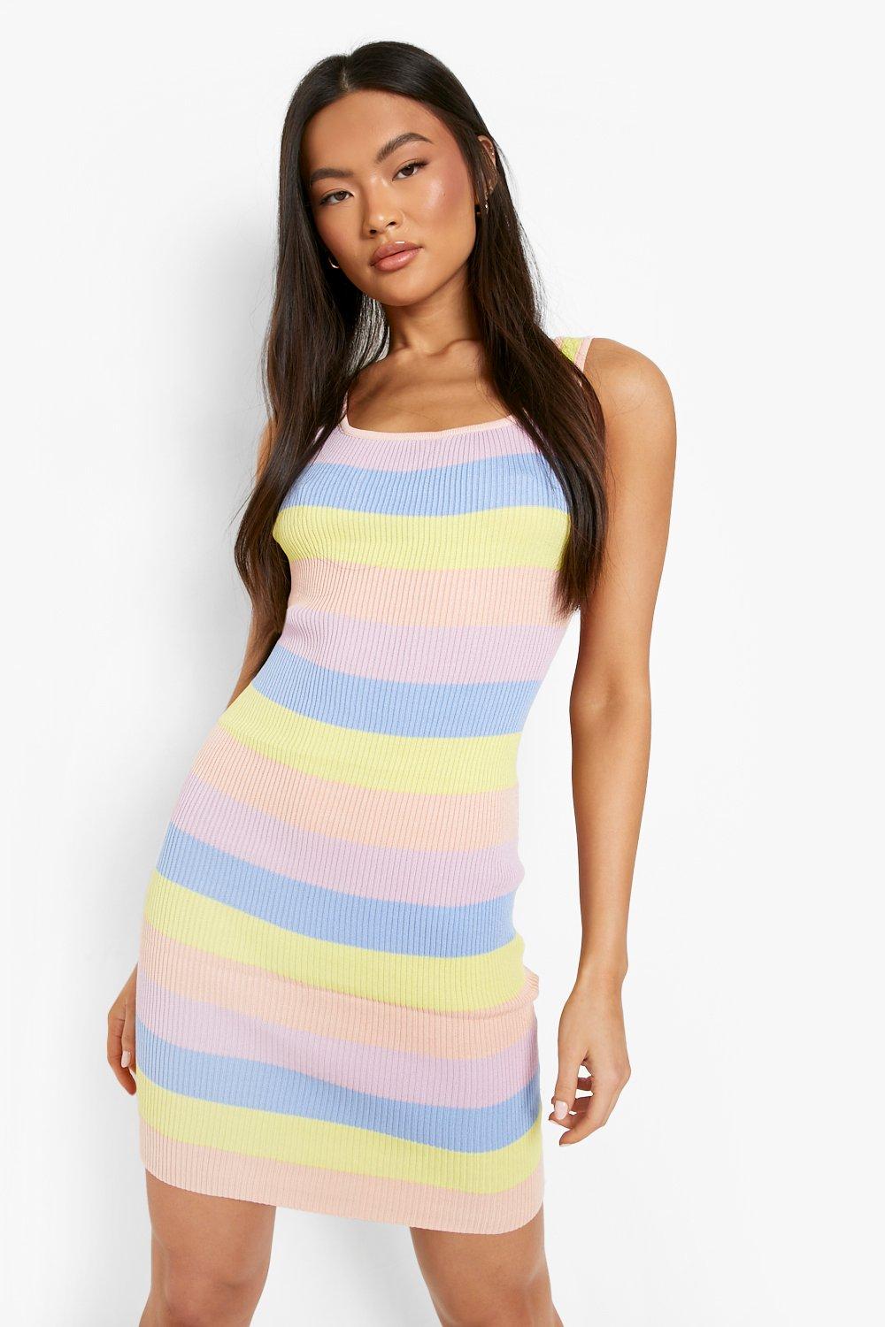 pink striped bodycon dress